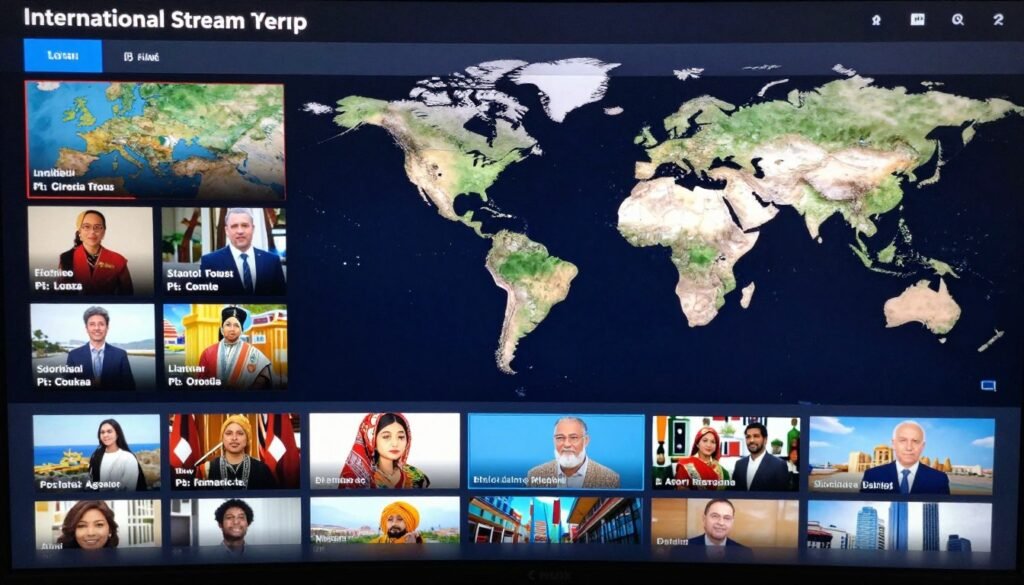 International Stream Network showing channels from multiple countries and languages International Stream Network showing channels from multiple countries and languages