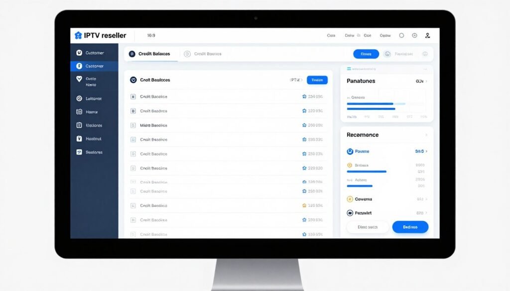 Professional reseller dashboard interface showing customer management, credits, and business analytics