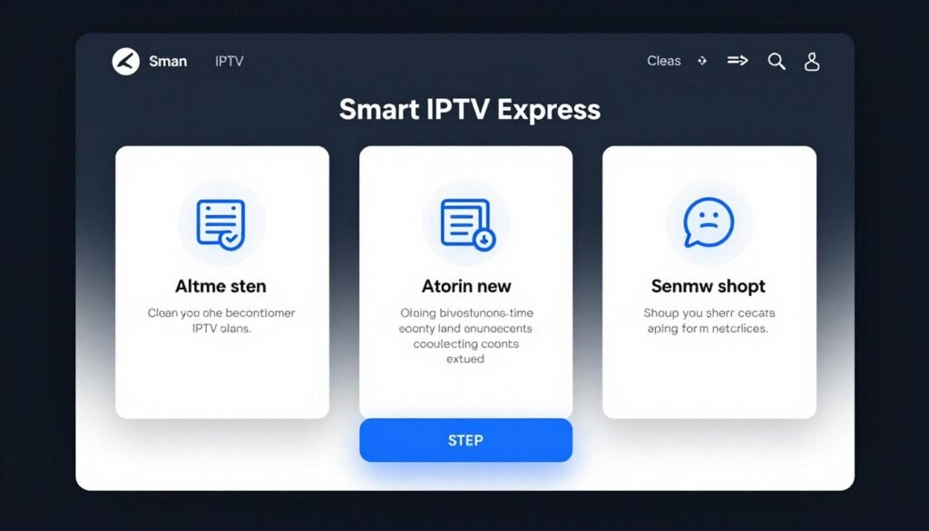 Smart IPTV Express user-friendly setup interface with step-by-step guide Smart IPTV Express user-friendly setup interface with step-by-step guide